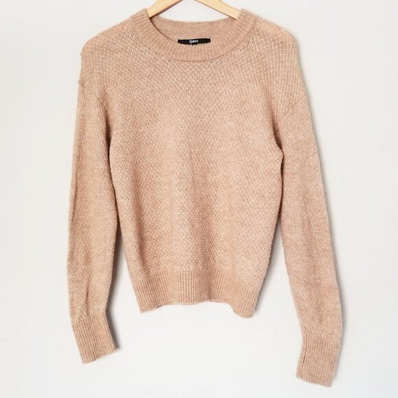 Quince Baby Alpaca-Wool Diamond Stitch Crewneck Sweater M Natural Lightweight - Picture 5 of 15